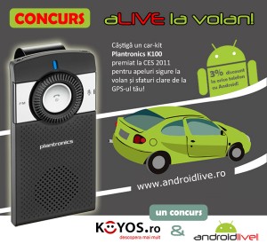 Concurs androidlive.ro car kit Plantronics K100